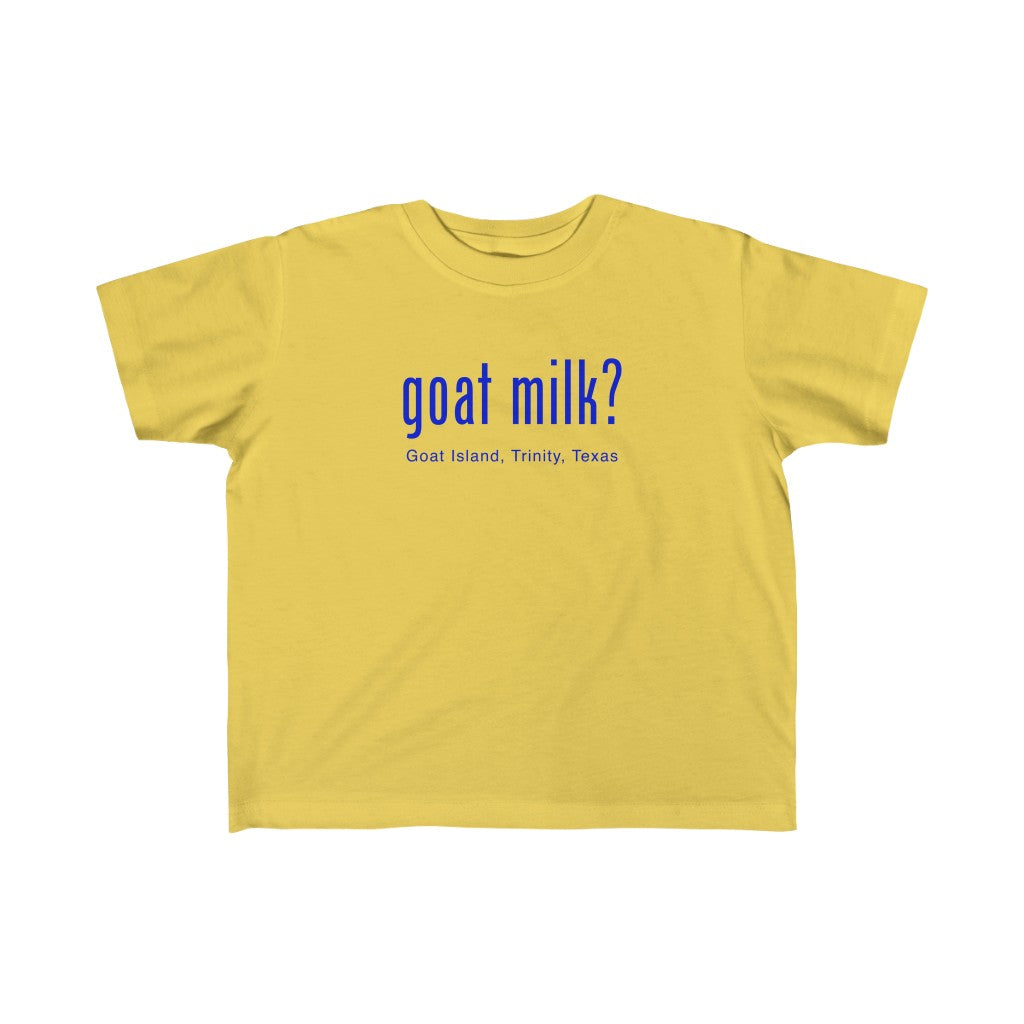 Goat Milk? - Goat Island, Trinity, TX - Kid's Fine Jersey Tee