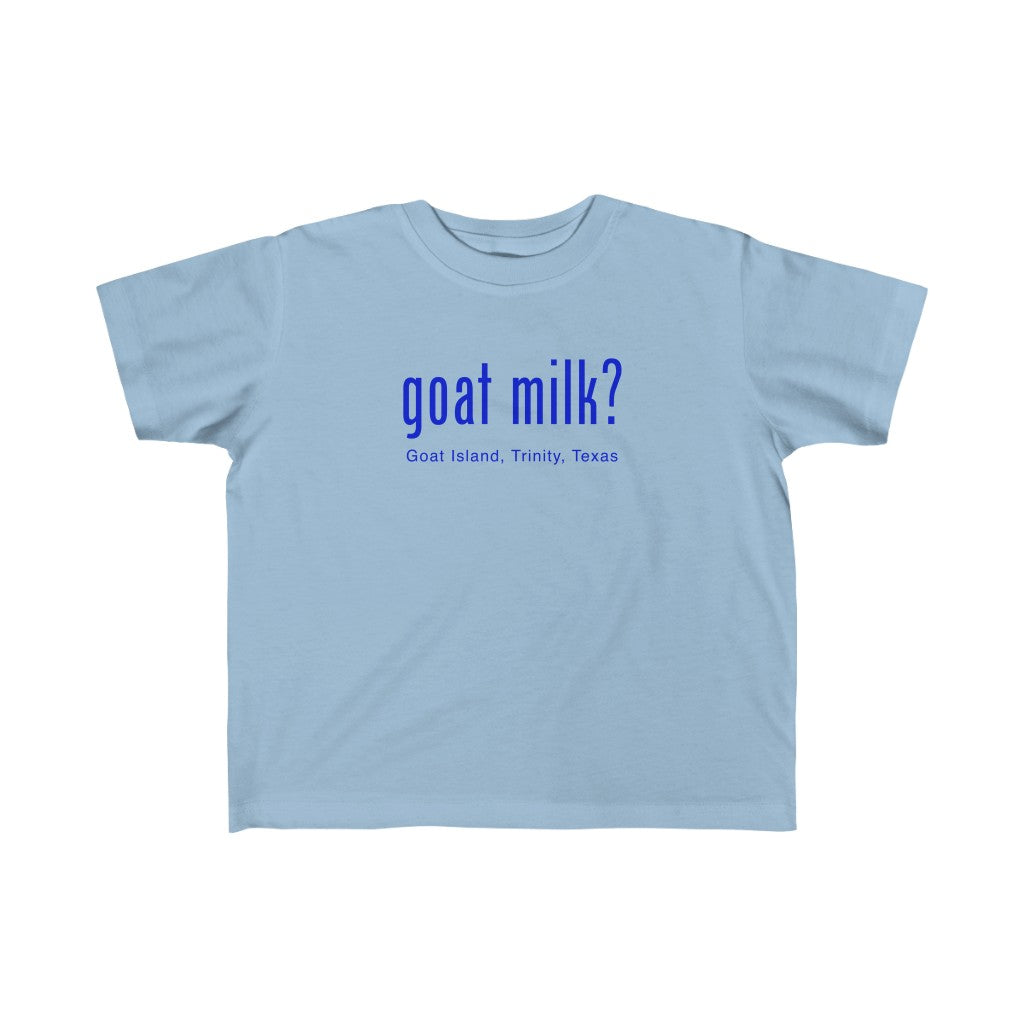 Goat Milk? - Goat Island, Trinity, TX - Kid's Fine Jersey Tee