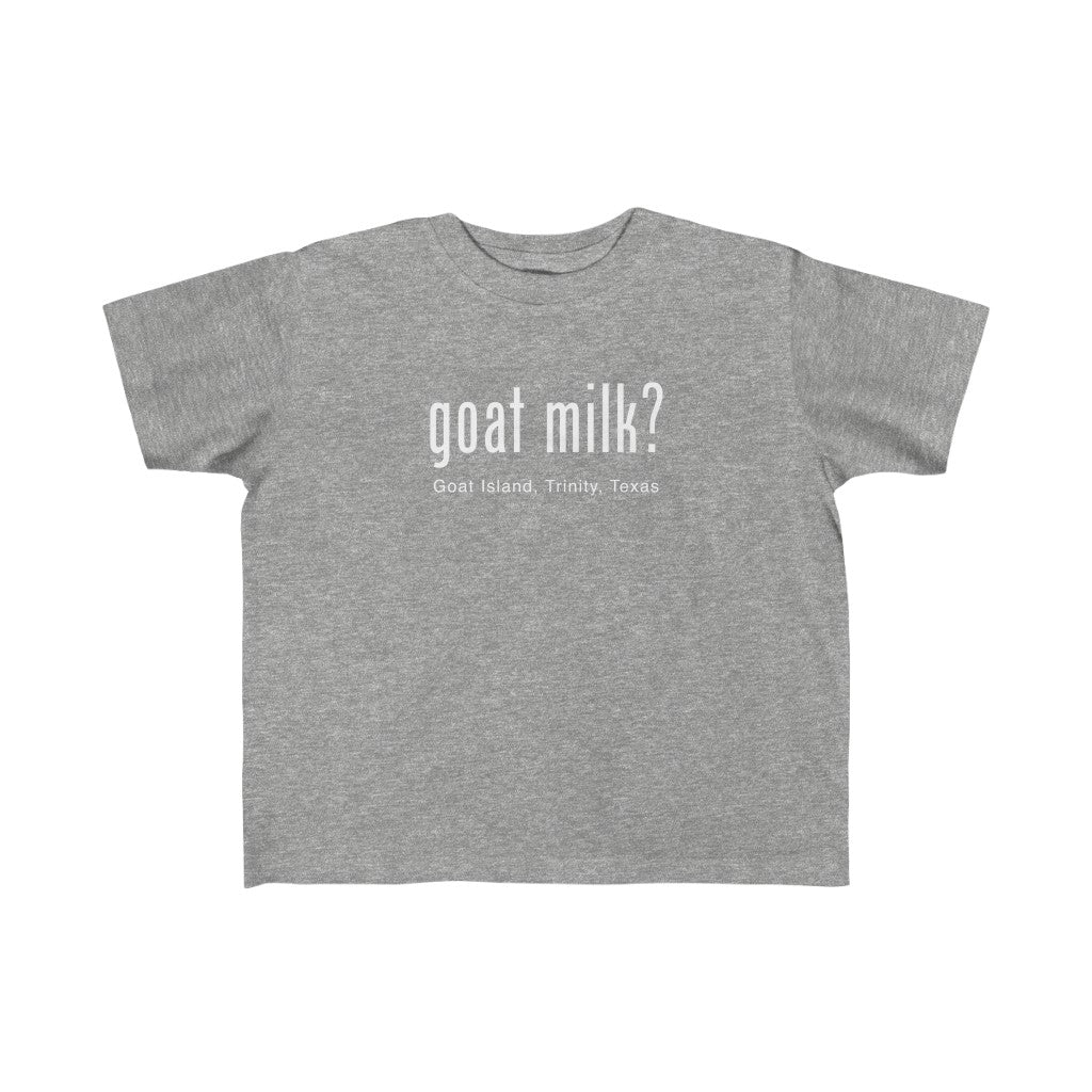 Goat Milk? - Goat Island, Trinity, TX - Kid's Fine Jersey Tee