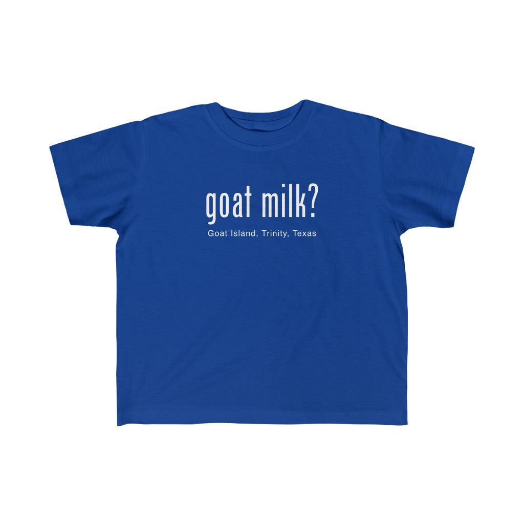 Goat Milk? - Goat Island, Trinity, TX - Kid's Fine Jersey Tee