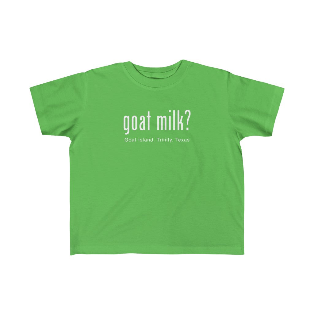 Goat Milk? - Goat Island, Trinity, TX - Kid's Fine Jersey Tee